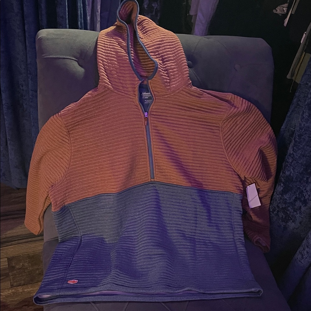 johnnie-O Men's Orange and Blue Zip-Up Sweater
